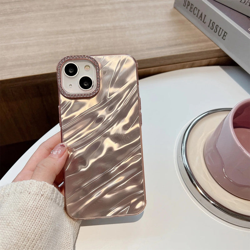 3D Hot Diamond Ring Full 360 Camera Lens Protection Laser Cut Water Ripple Mirror Glitter Colorful Hard Mobile Cover for iPhone 11 Pro